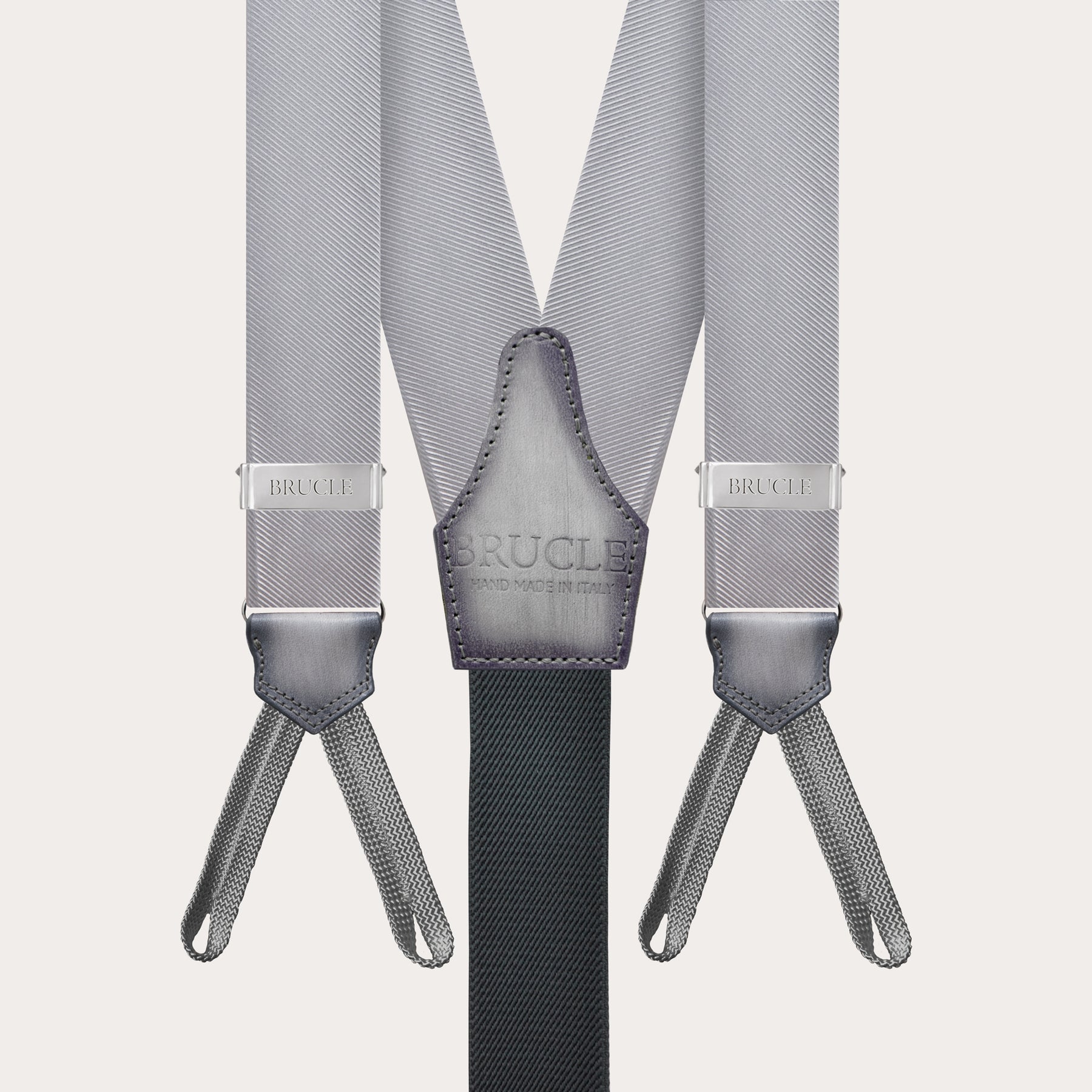 Formal Y-shape suspenders with braid runners, grey