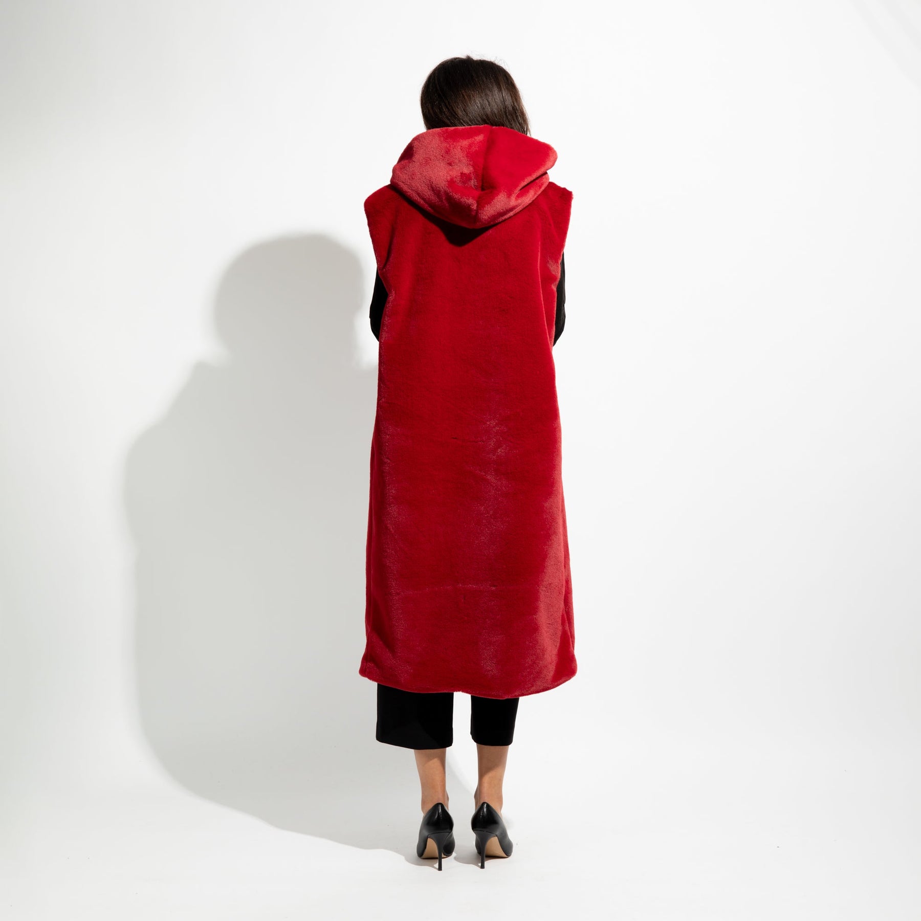 Bomber gilet lungo in pelliccia ecologica