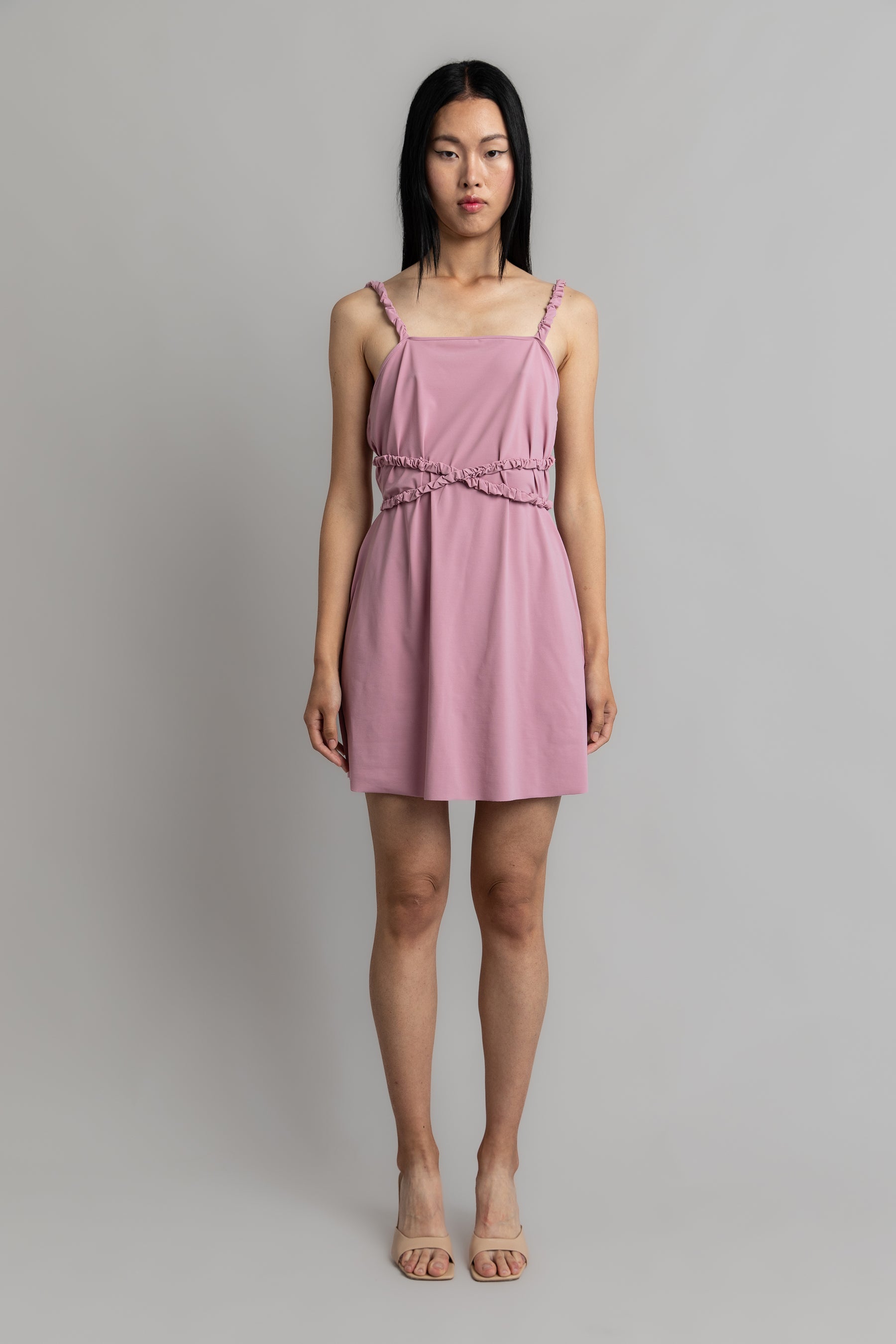 CHINCOTEAGUE - GATHERED STRING MINI DRESS