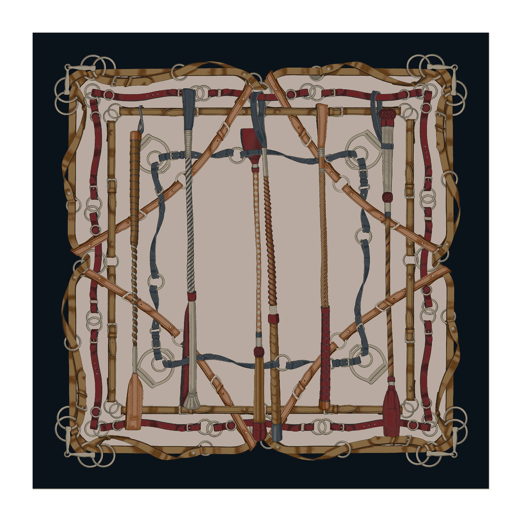 SHAWL WITH PLACED EQUESTRIAN PRINT SKU: F-8003.1