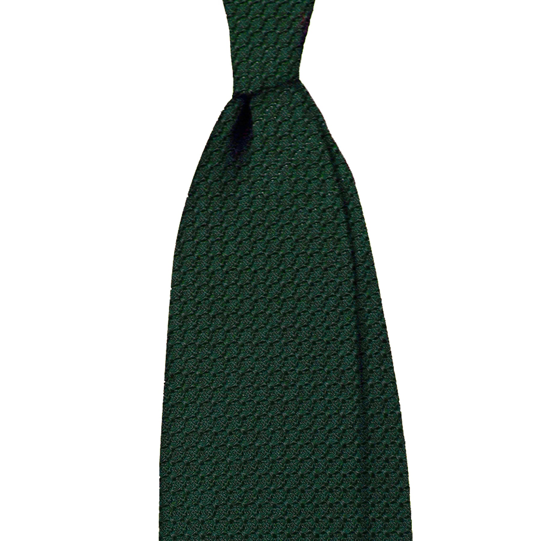 Plain garza grossa 3 folds unlined tie - dark green