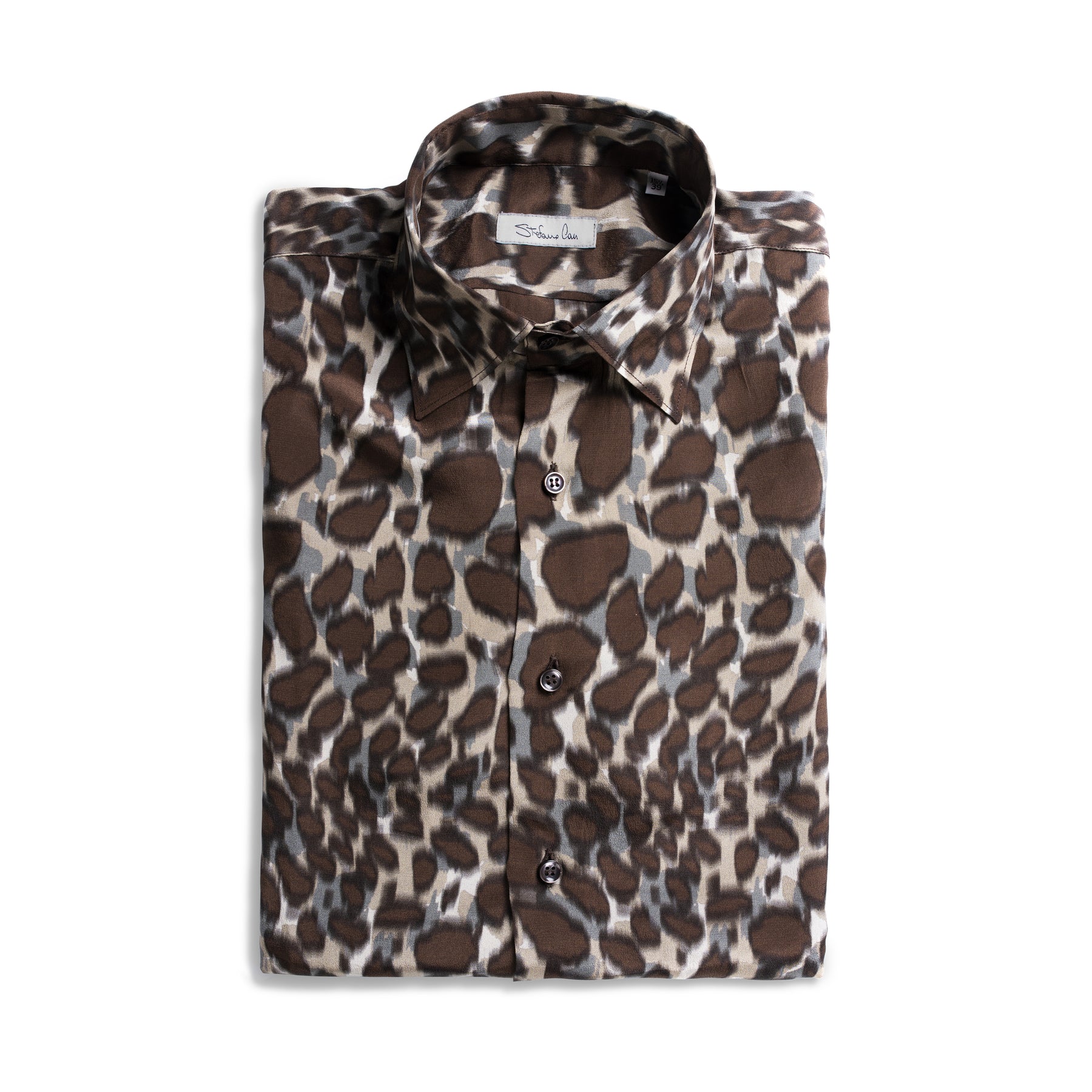 SILK SHIRT WITH LEOPARD PRINT - BROWN                                                    SKU: SC.CS.002