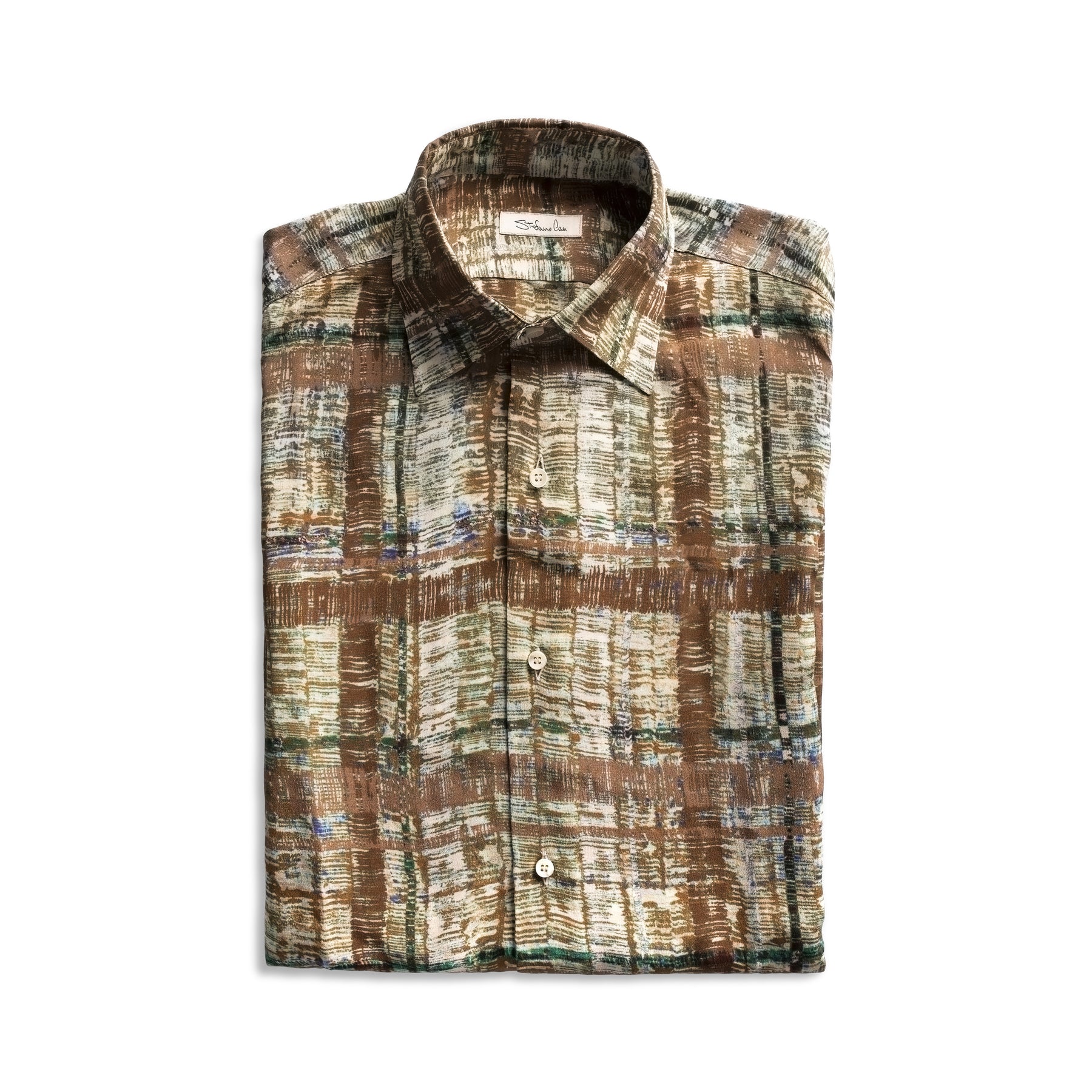 SILK SHIRT WITH ABSTRACT PRINT - ECRU                                                      SKU: SC.CS.004