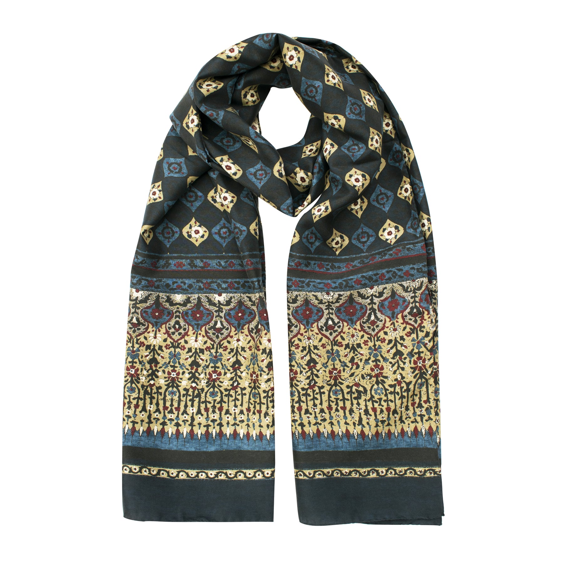 SILK HABOTAI SCARF WITH MOSAIC MOTIF PRINTED SKU: SC.P2910.V9