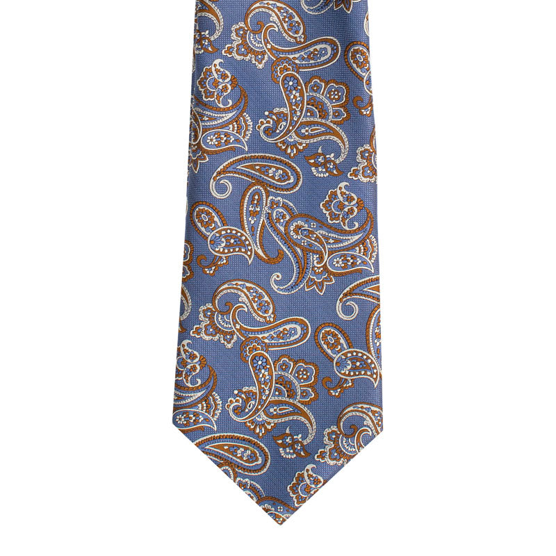 SMALL PAISLEY MOTIF WOVEN SILK TIE - BLUE
SC.WP.008