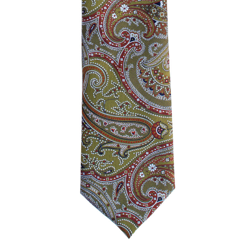 MAXI PAISLEY MOTIF WOVEN SILK TIE - OLIVE
SC.WP.018
