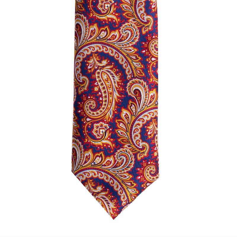 AMERICAN VINTAGE CASHMERE MOTIF WOVEN SILK TIE - NAVY/RED
SC.WP.021