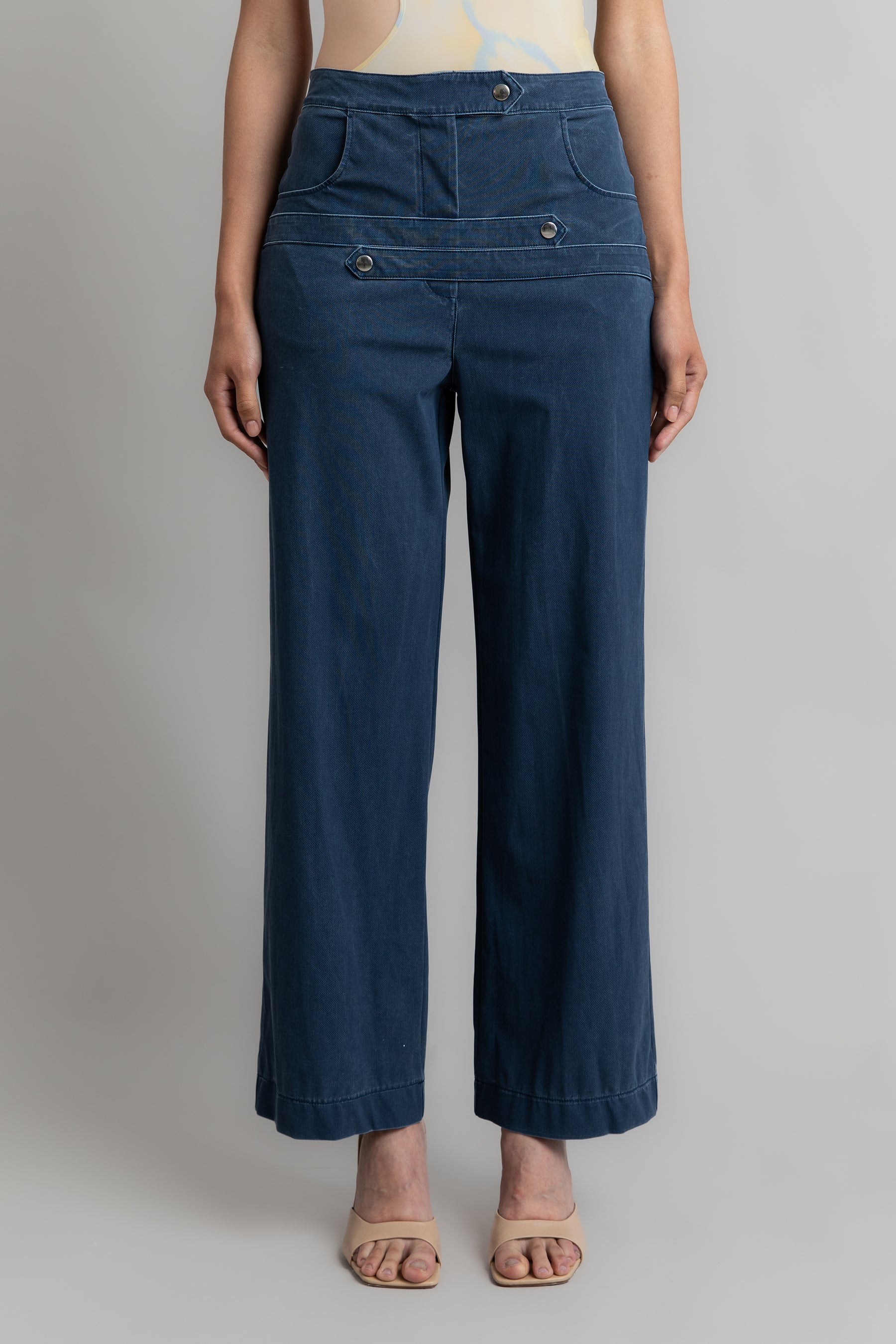 TREASURE ISLAND - DENIM EFFECT TROUSERS