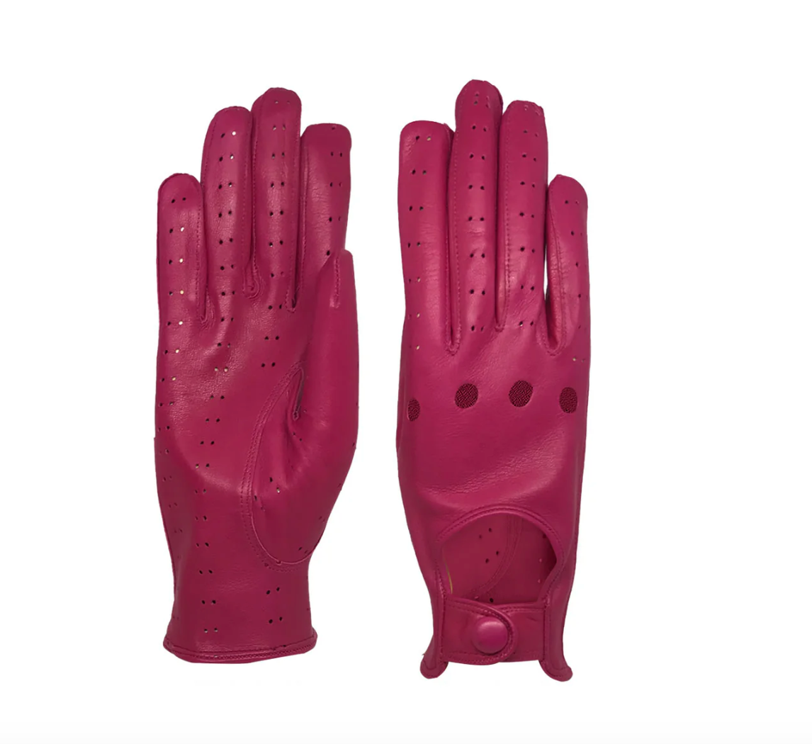 Women's Driving Gloves in Real Leather Metis Unlined with Button