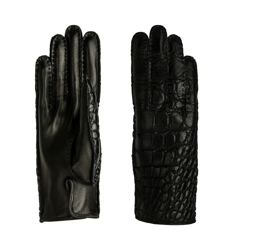 Women's gloves in genuine metis leather with crocodile back and cashmere lining