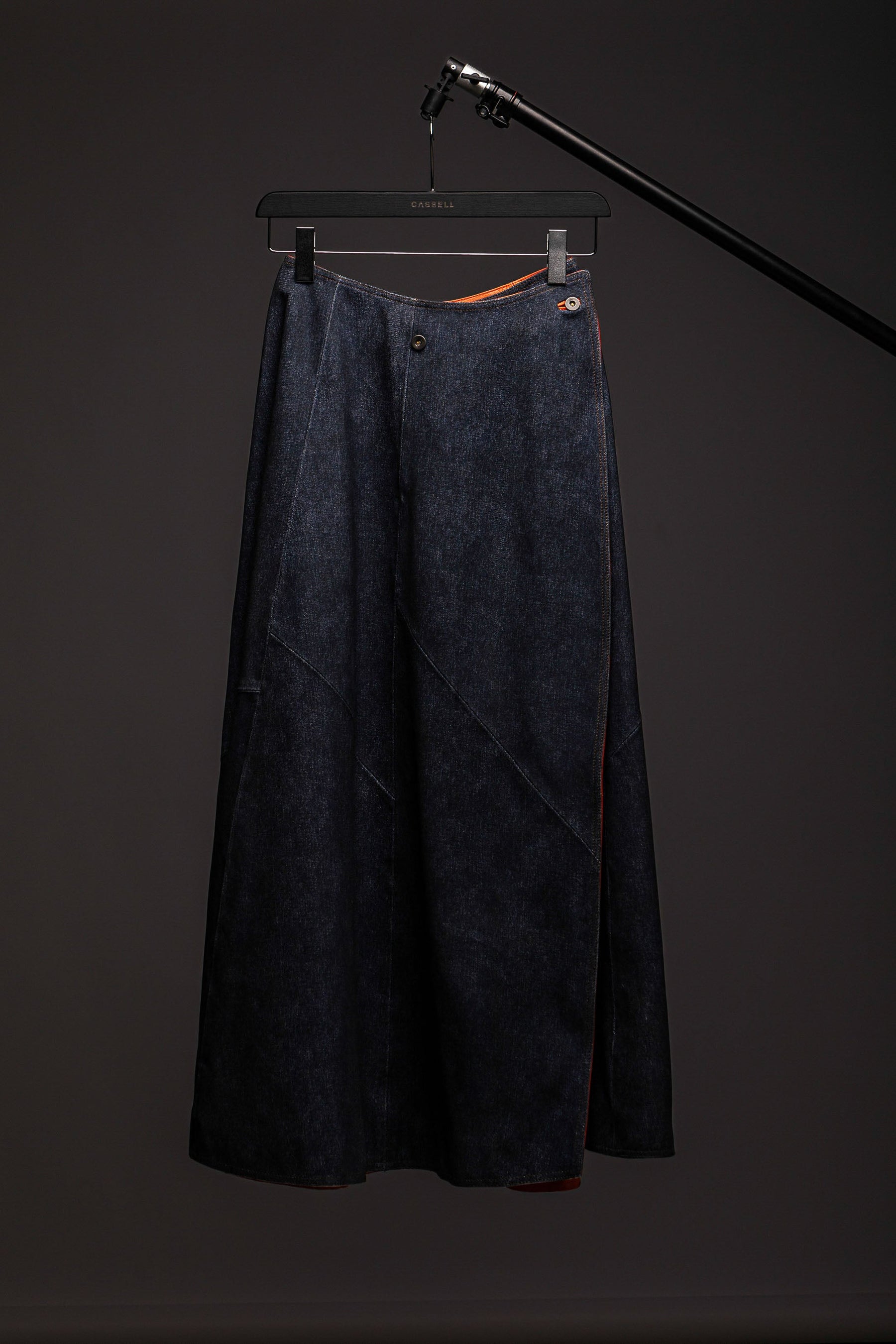 LEATHER DENIM SKIRT