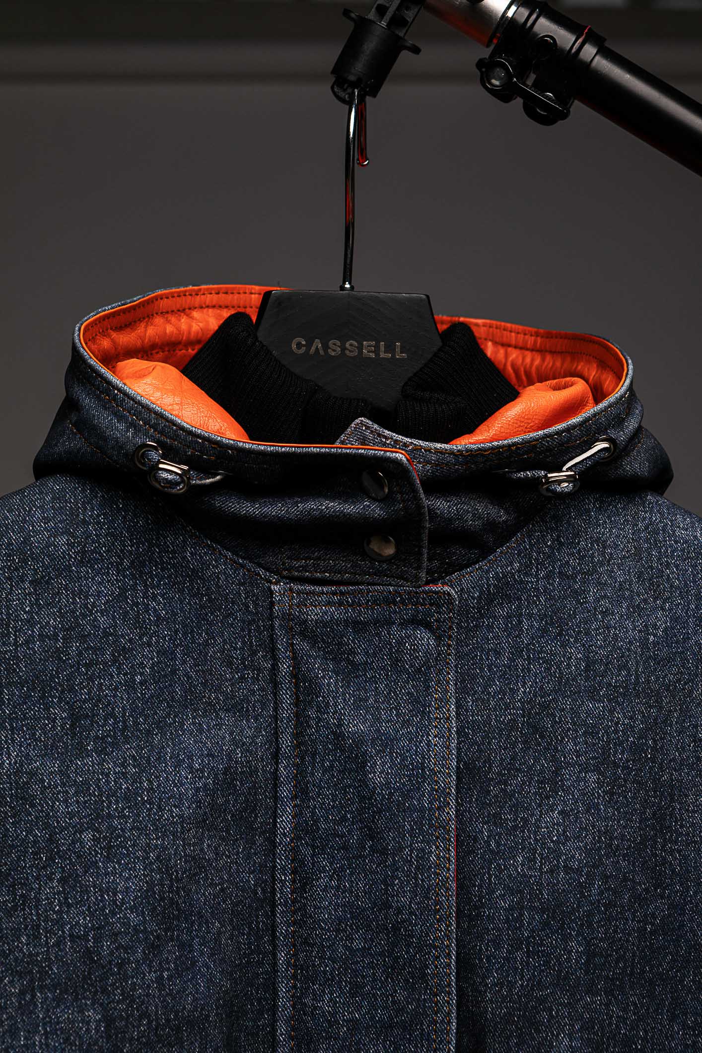 LEATHER DENIM BOMBER
