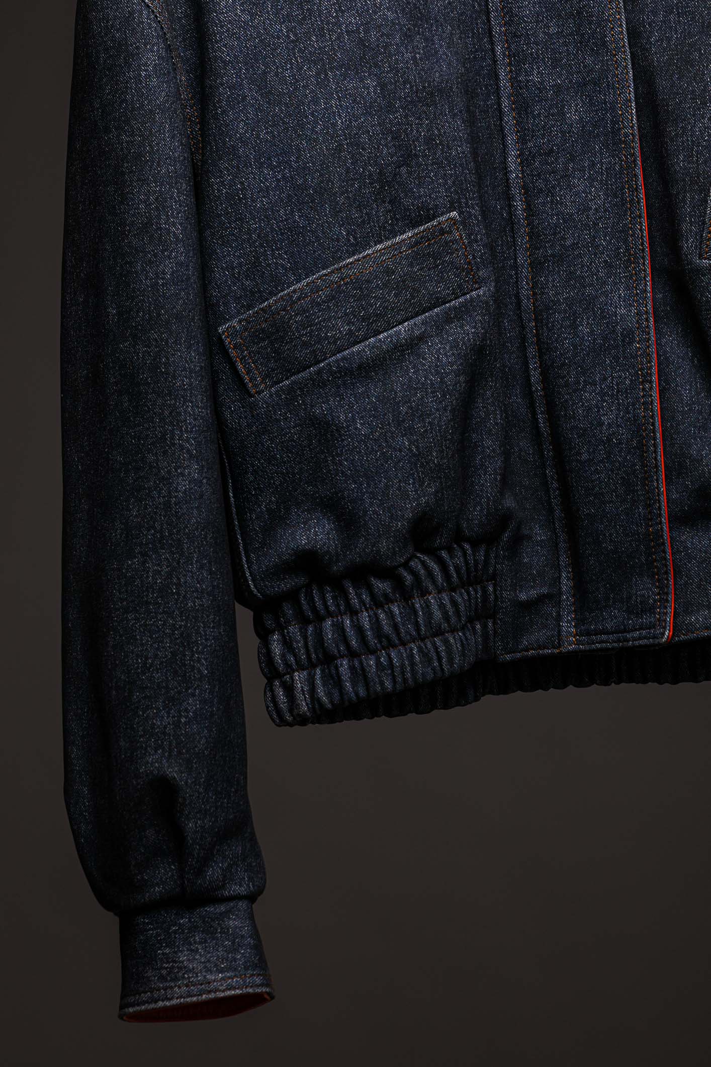LEATHER DENIM BOMBER