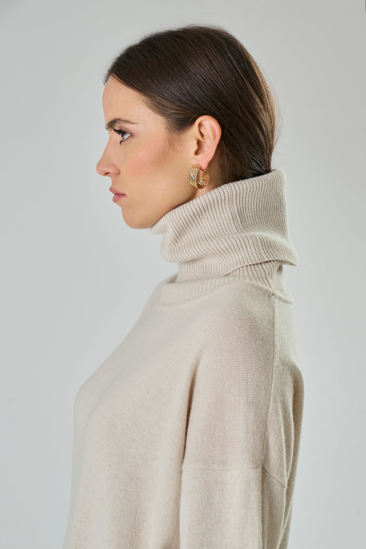 Turtleneck with front slit in Cashmere blend - Allison