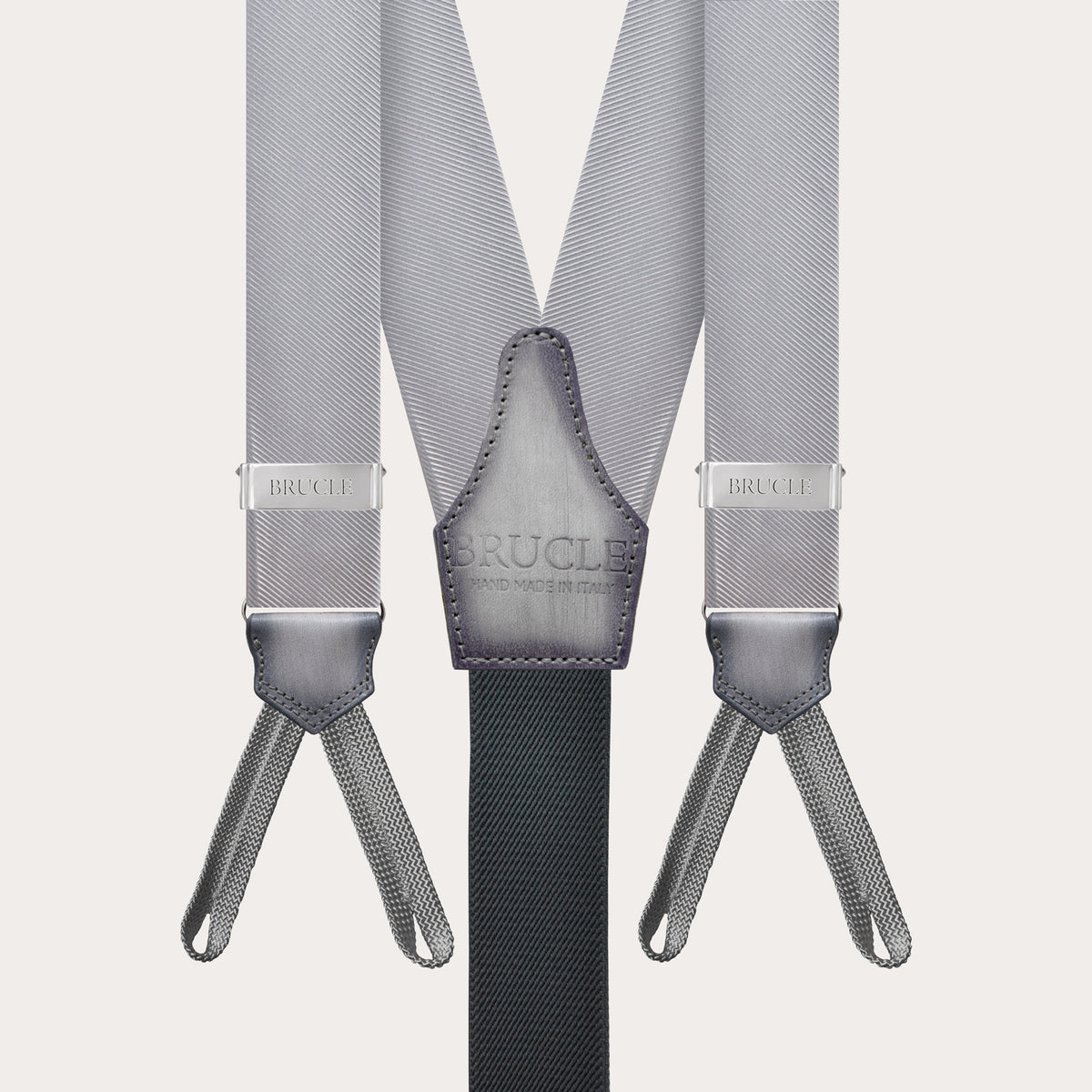Formal Y-shape suspenders with braid runners, grey