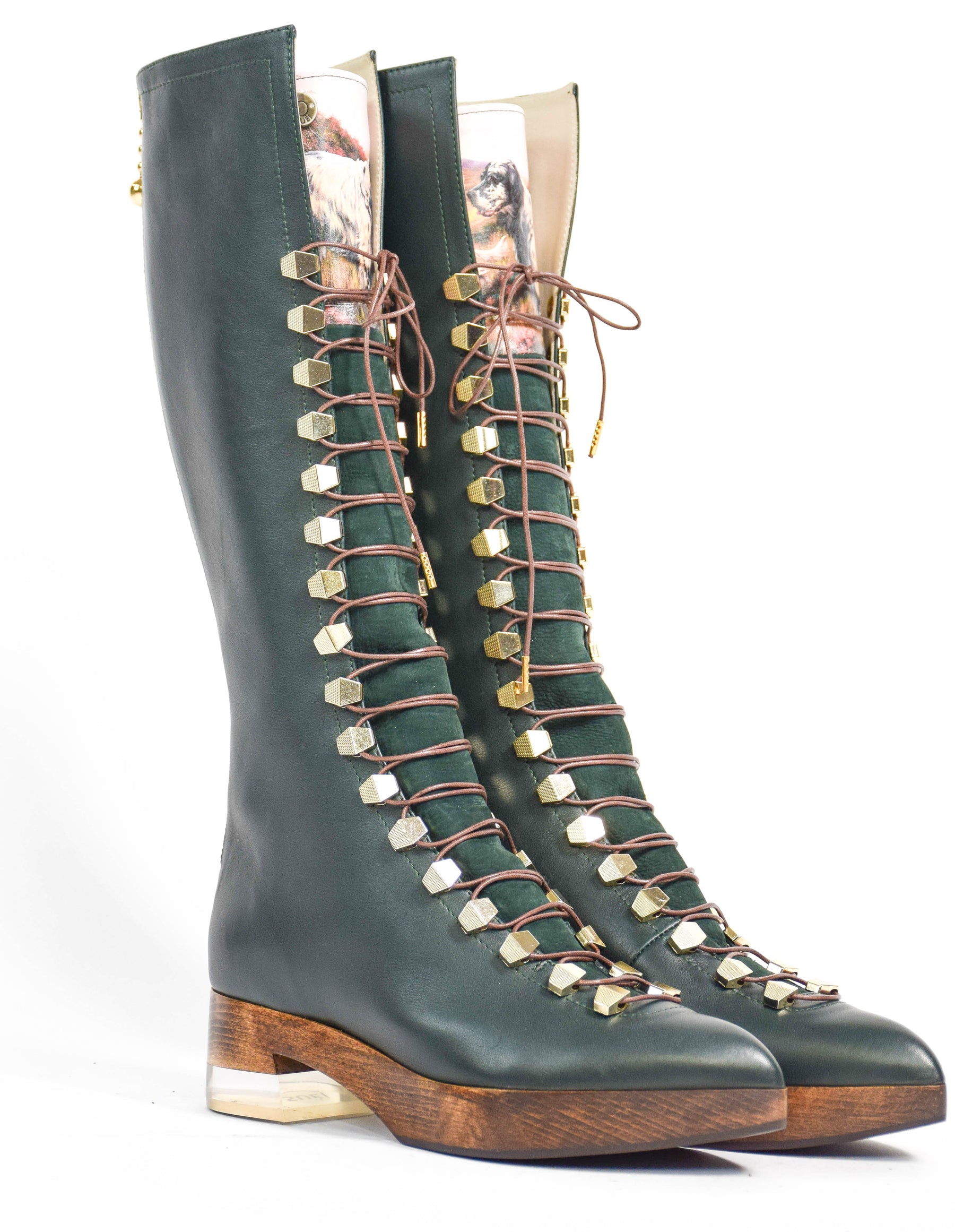 HIGH LACE-UPS BOOTS WITH SETTERS ART PRINTING