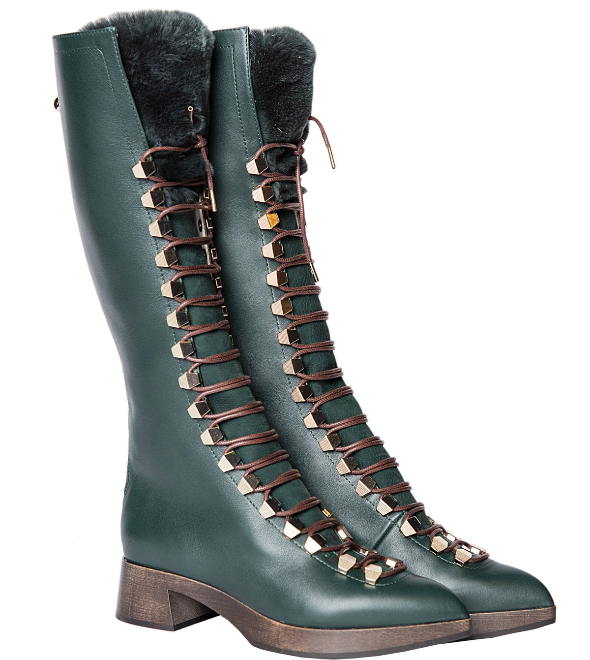 HIGH LACE-UPS BOOTS WITH FUR DETAILS