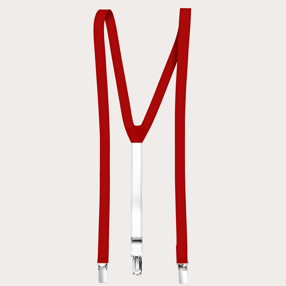 Y-shape leather suspenders, red