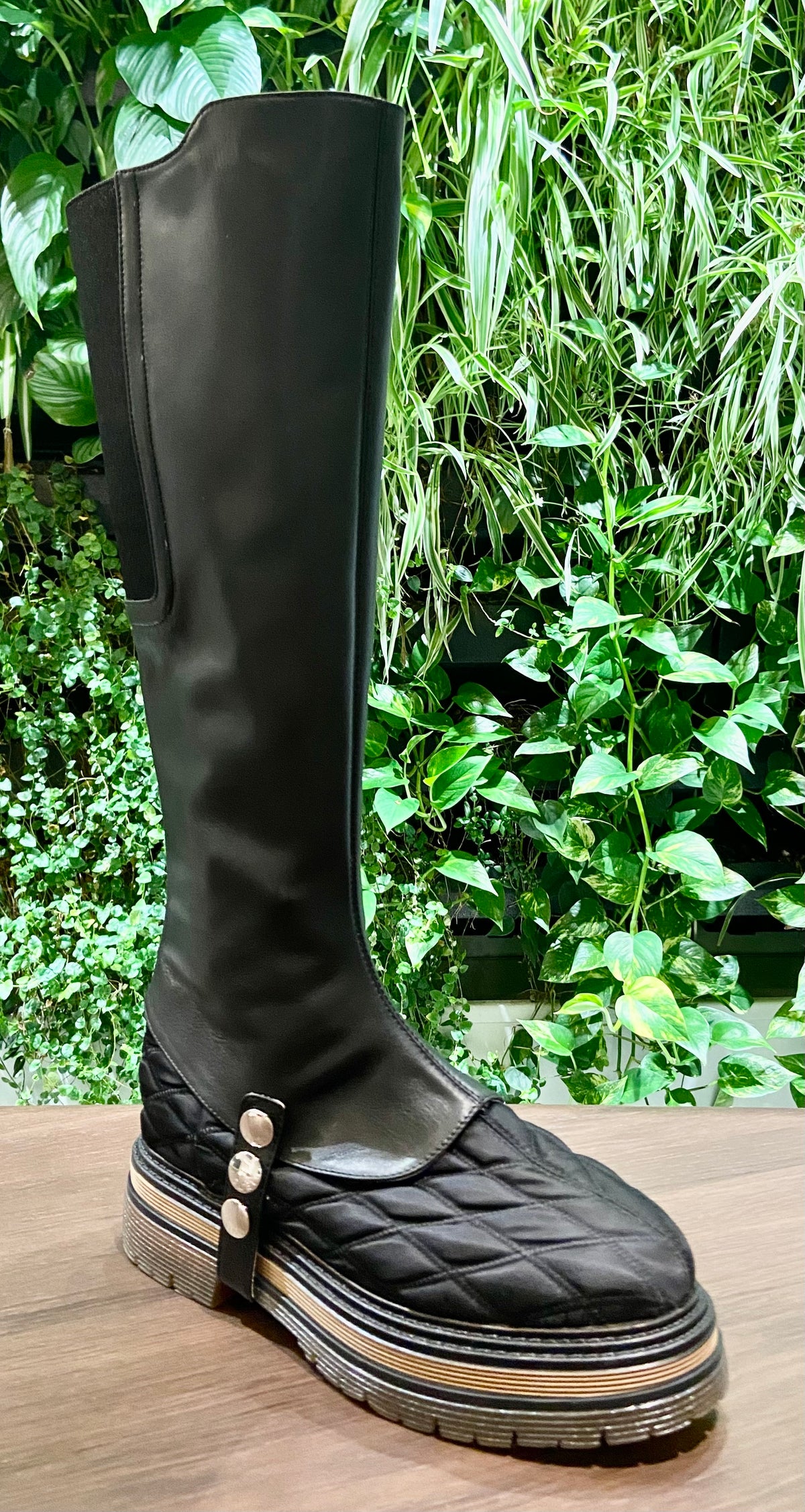 BOOTS WITH ZIP IN TECH FABRIC RHOMBS STYLED WITH BOOTLEGS