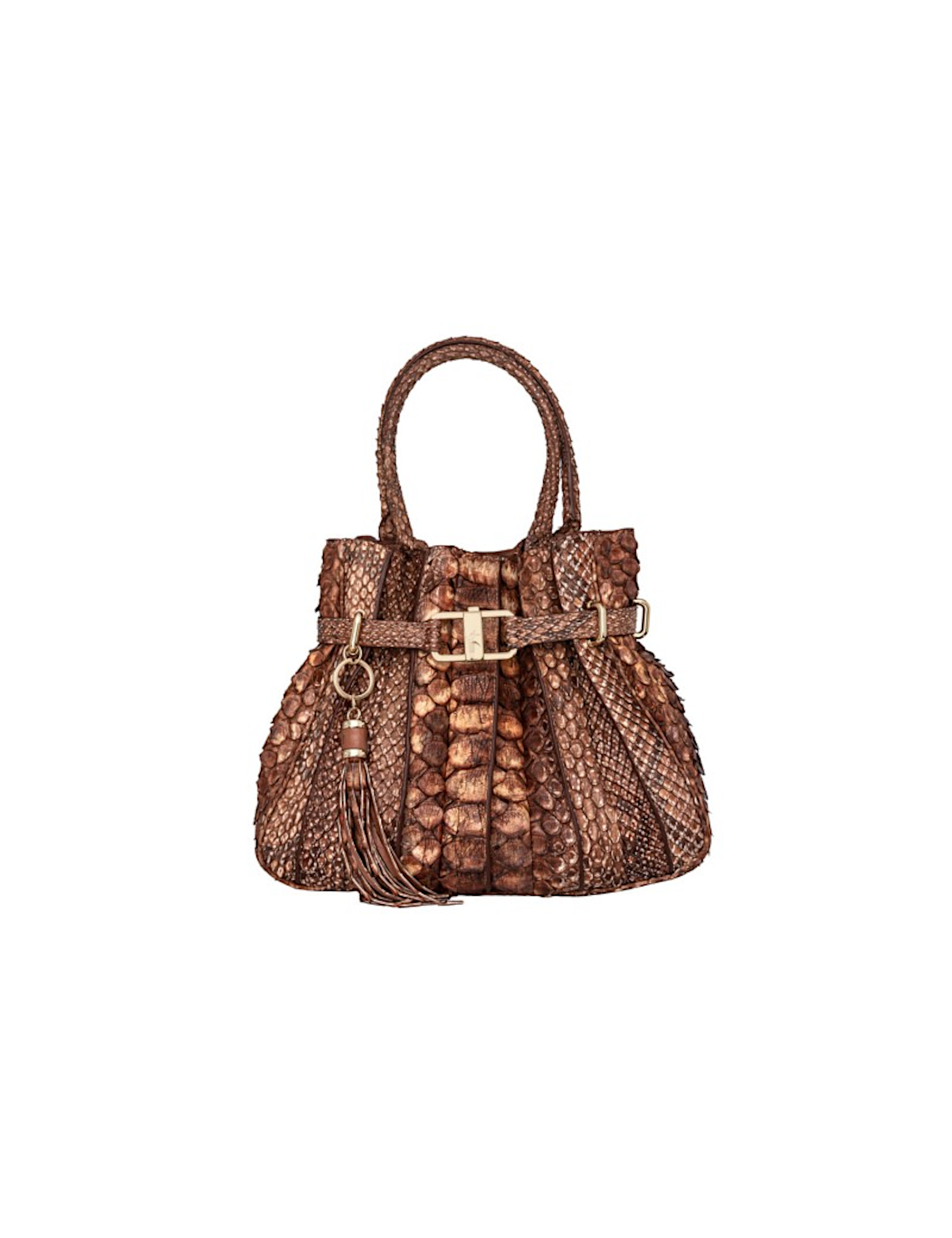 5808 Fortunato Tulip Python Leather Hand Painted - Gold Brown