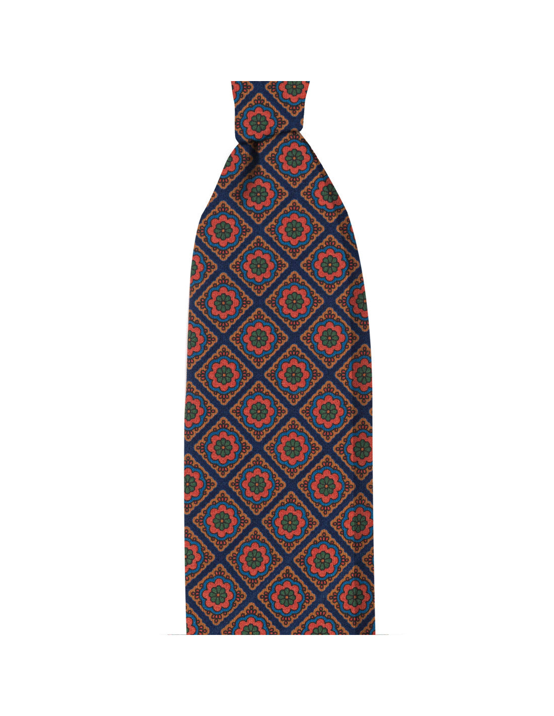 Ancient madder 3 folds tie - blue floreal