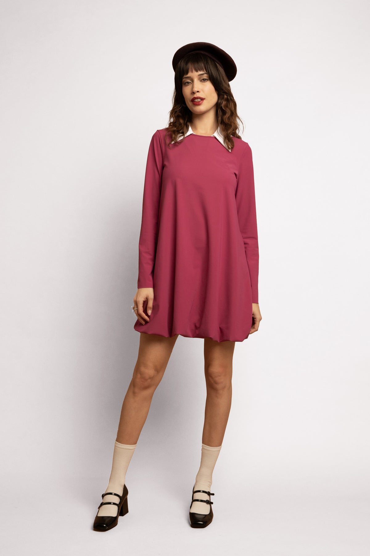 BORDEAUX - SHIRT-STYLE MINI DRESS