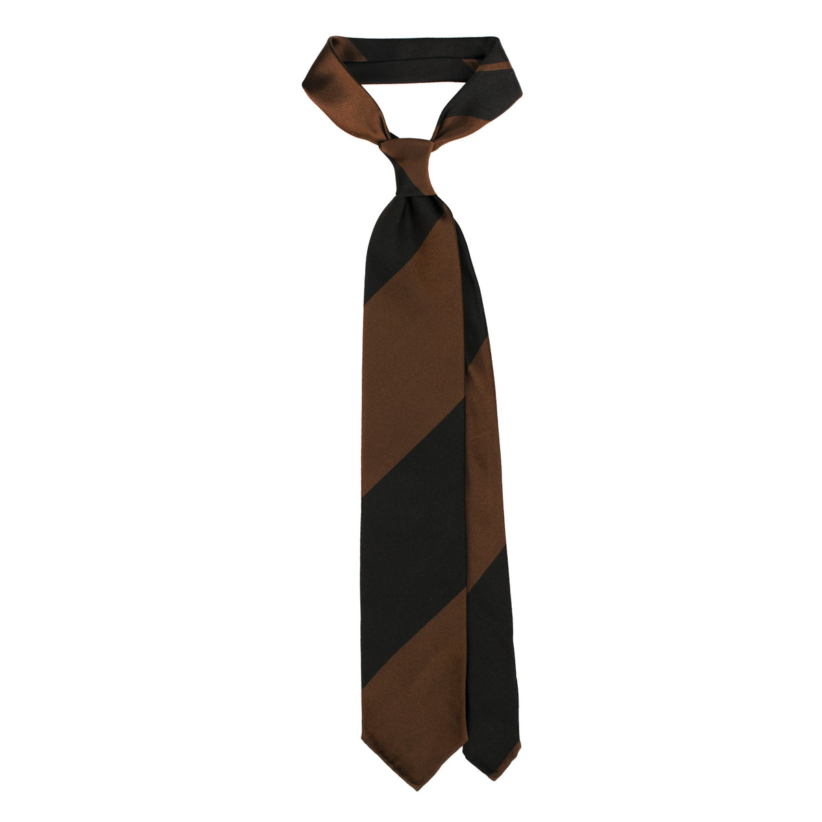Block Stripe Silk Satin Tie – brown and black SC.16681.D
