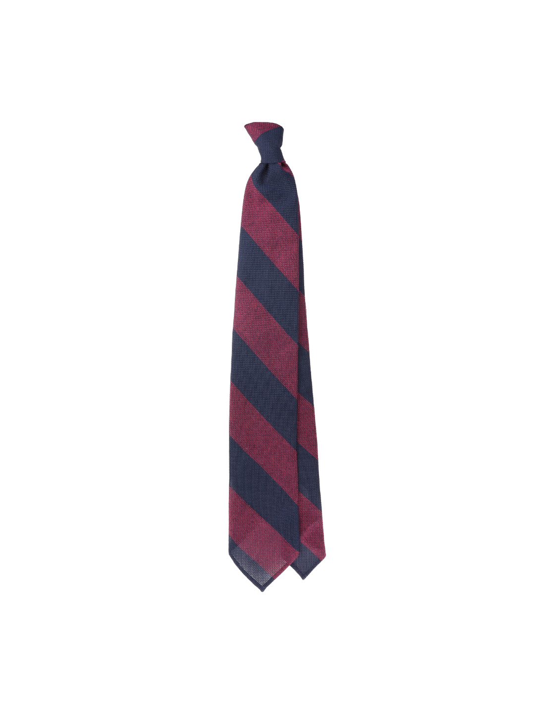 Block stripes grenadine 3 folds unlined tie - navy/burgundy