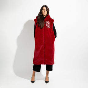 Bomber gilet lungo in pelliccia ecologica
