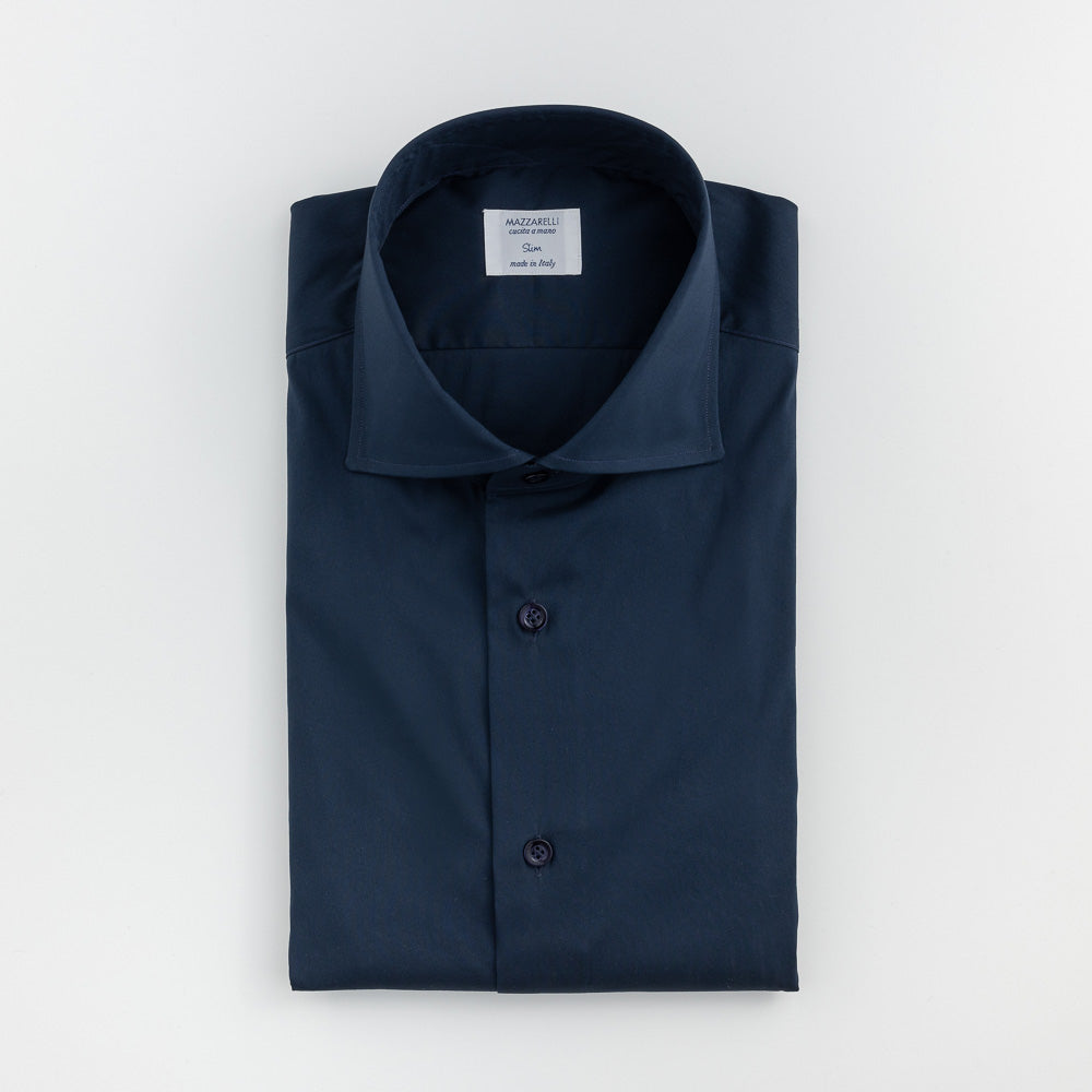 Blue shirt in stretch cotton