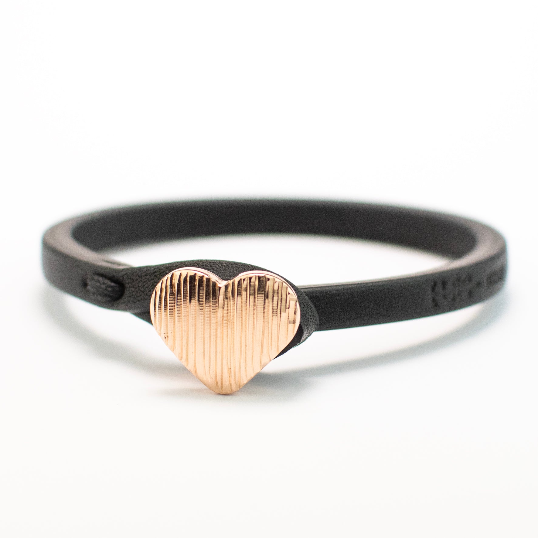 CUORE MIO LUX BRACELET BLACK LEATHER BRASS-ROSE GOLD