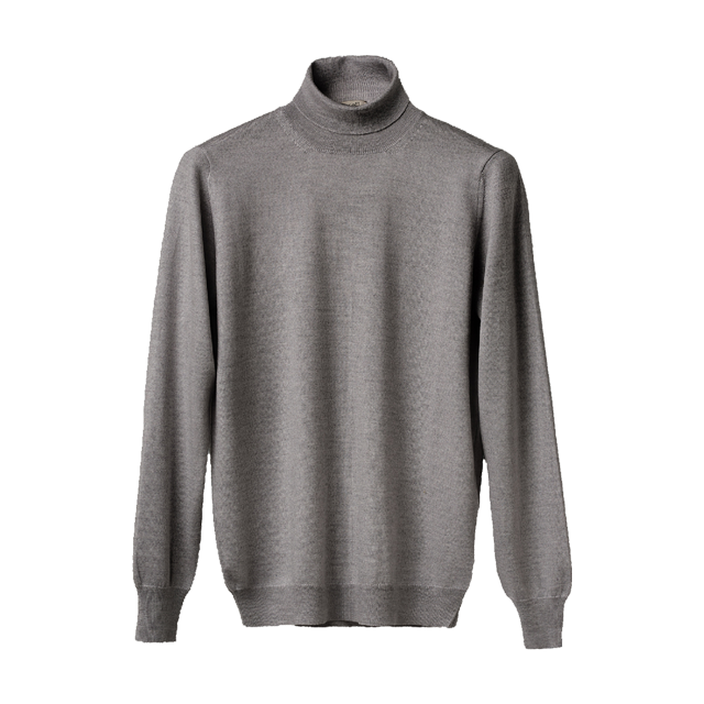 CASHMERE, MERINO WOOL AND SILK TURTLENECK MAN'S SWEATER