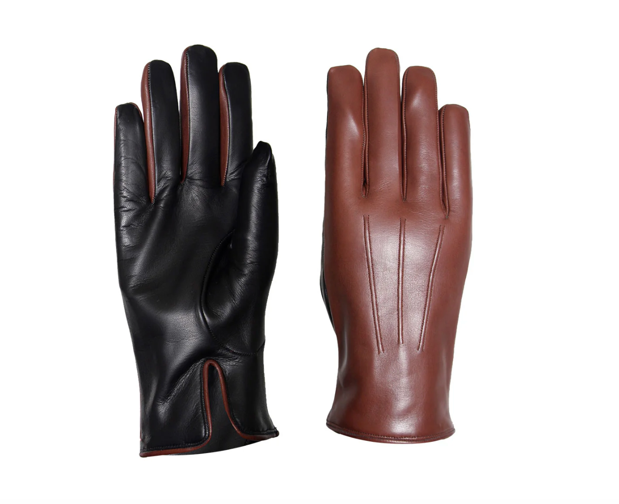 Classic Men's Leather Gloves Lined in Two-Tone Cashmere