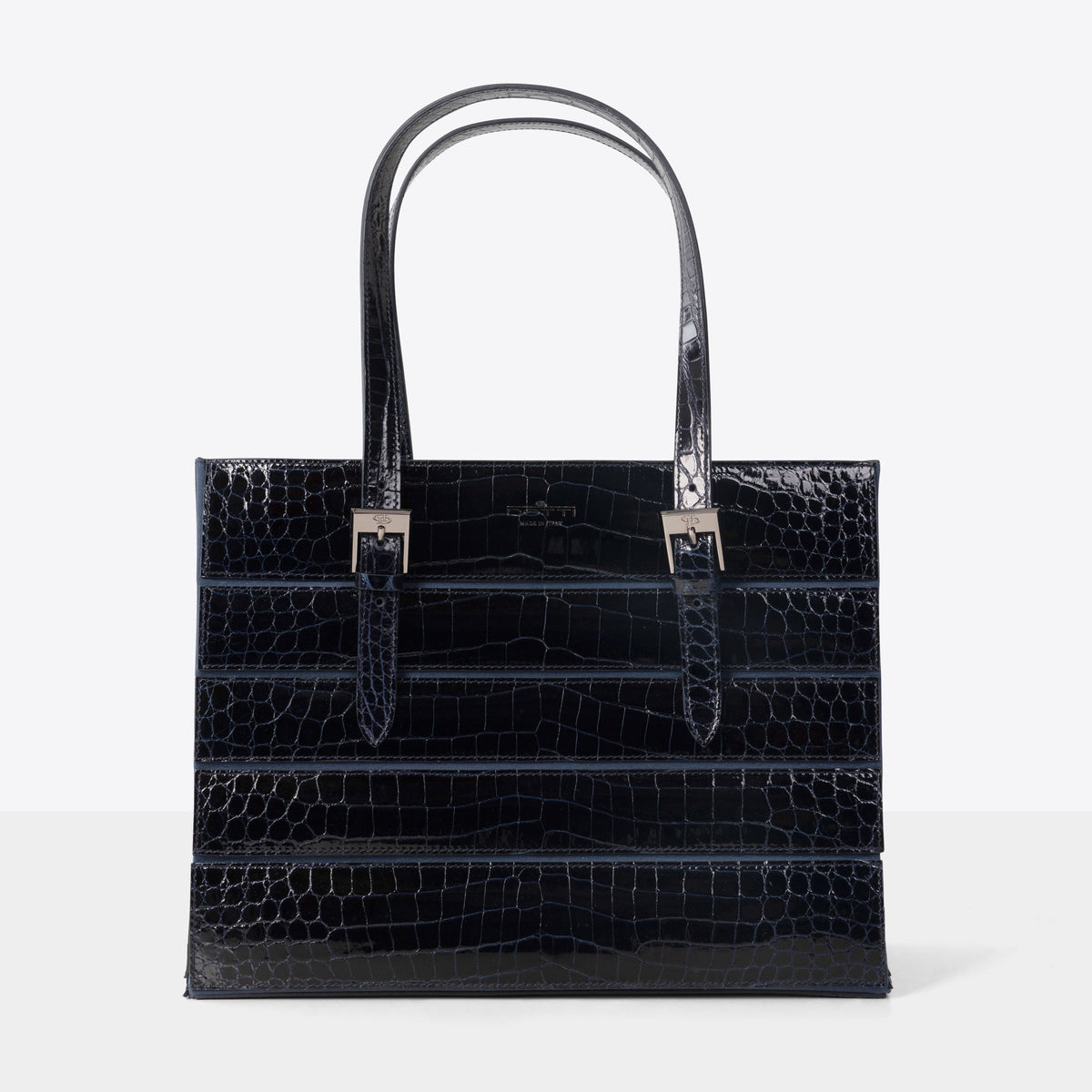 DOTTI FLORA in Blue Crocodile, Luxury Handbags. Made in Italy