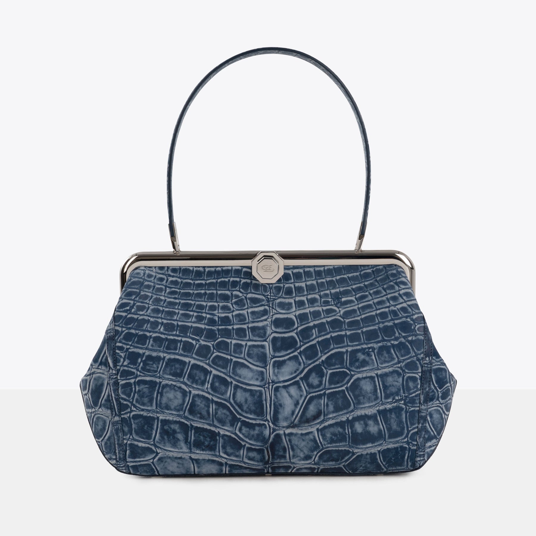 DOTTI Luna in Denim Alligator, Luxury Handbags.Made in Italy