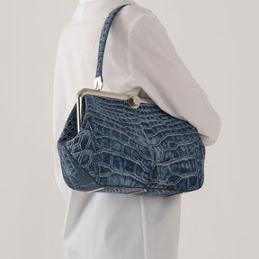 DOTTI Luna in Denim Alligator, Luxury Handbags. Made in Italy