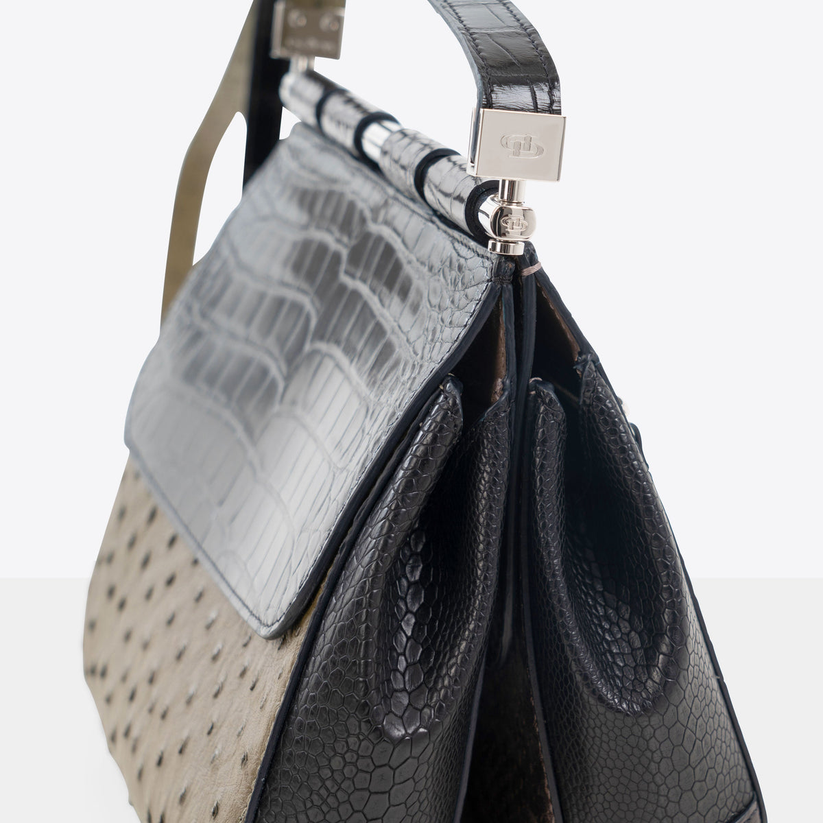 DOTTI Duale shoulder bag in exotic skins. Made in Italy