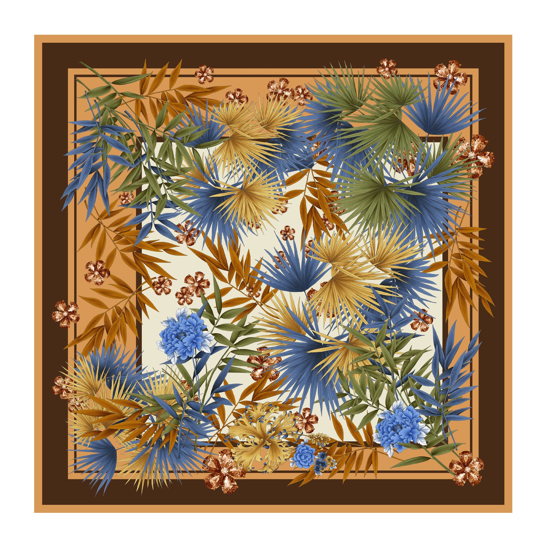 SILK SCARF WITH PLACED FLORAL PRINT SKU: F-8007.1
