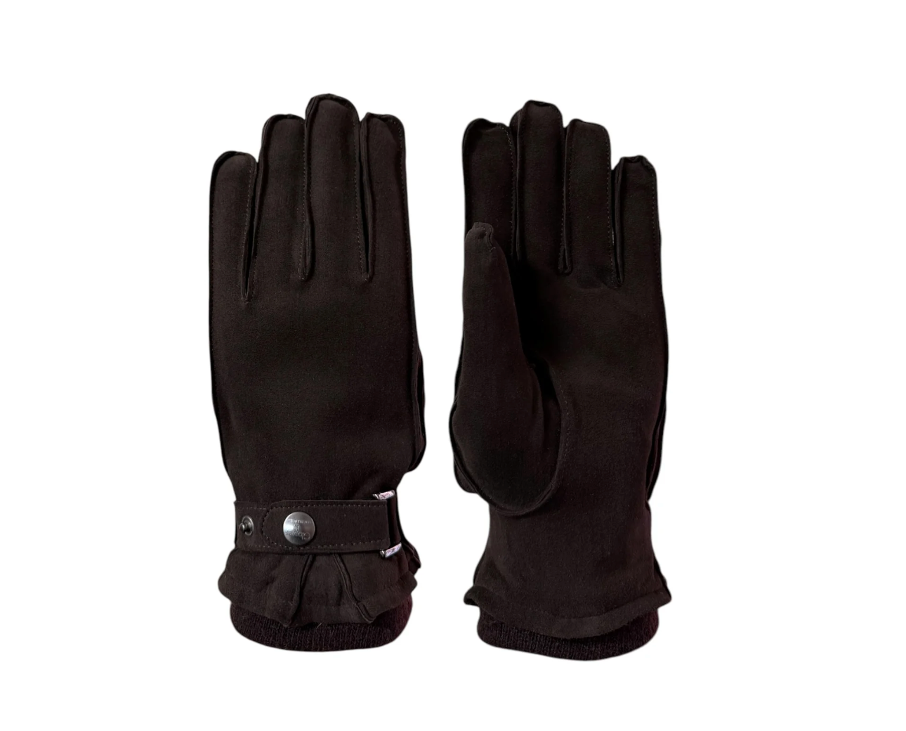 Genuine suede men's gloves with strap and cashmere lining