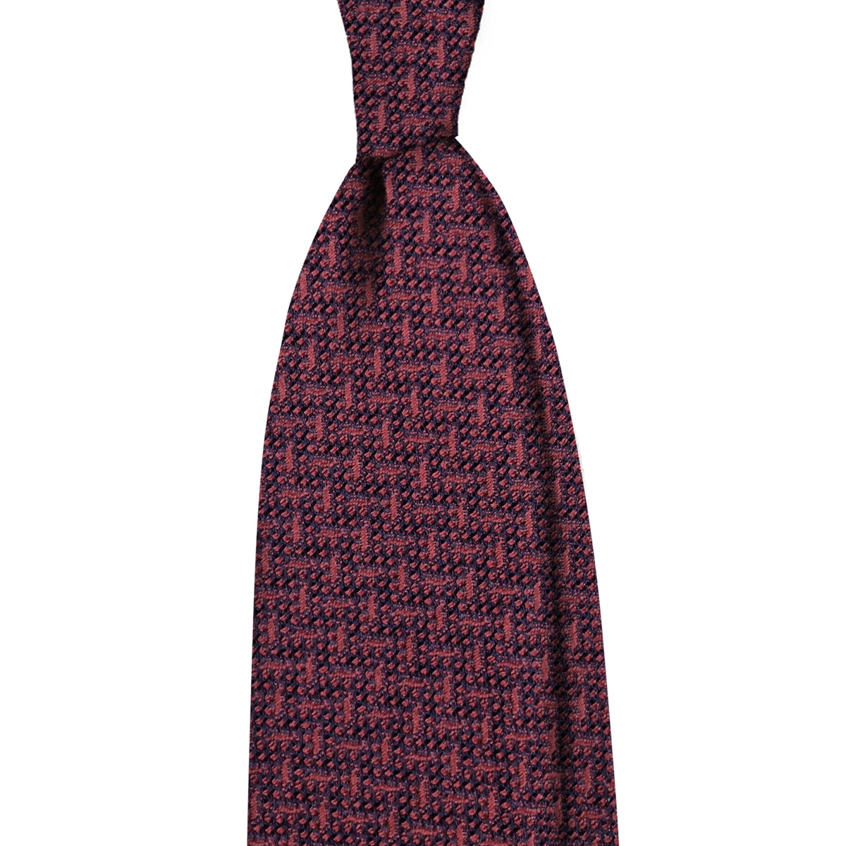 Grenadine 3 folds unlined tie - bordeaux zig zag