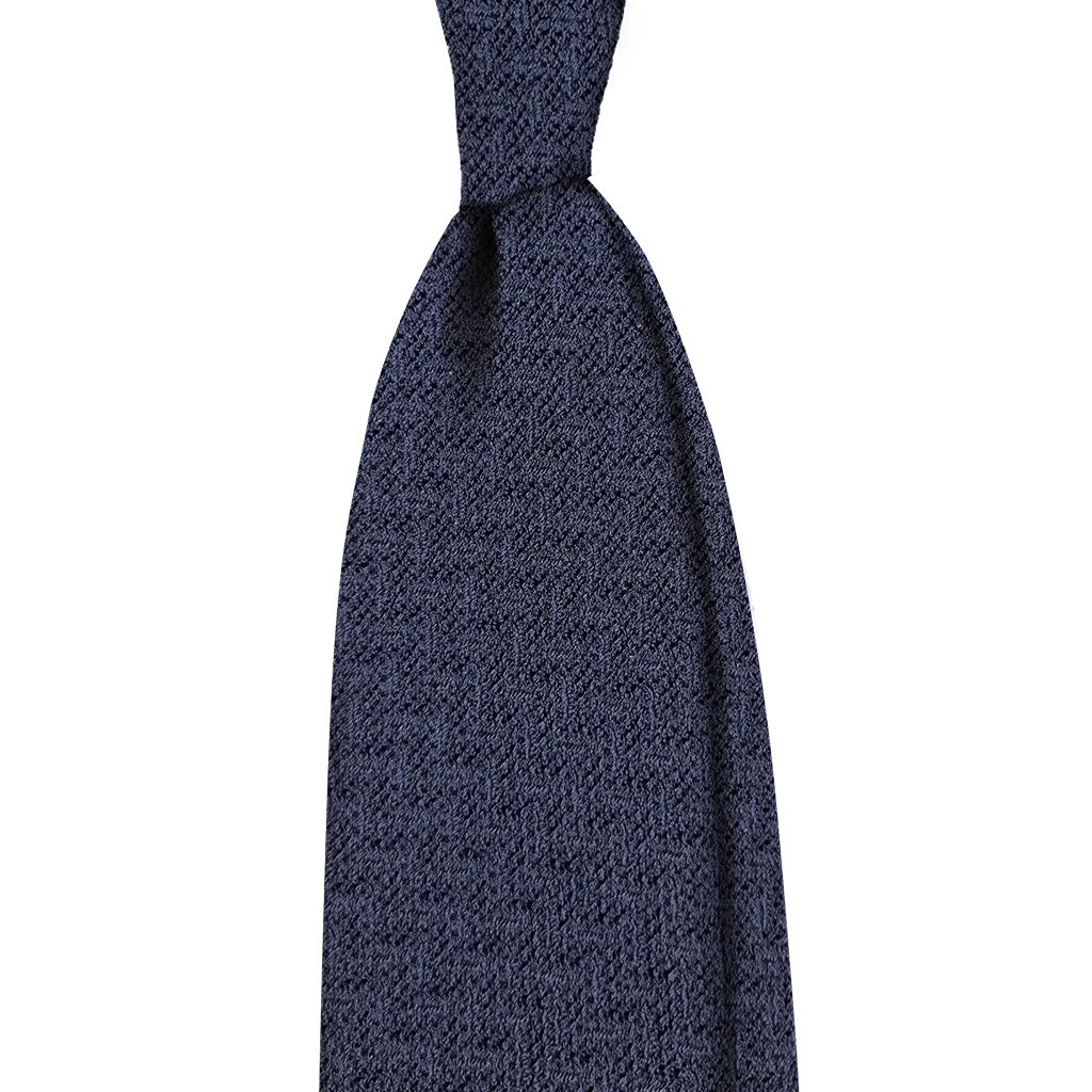 Grenadine 3 folds unlined tie - navy zig zag