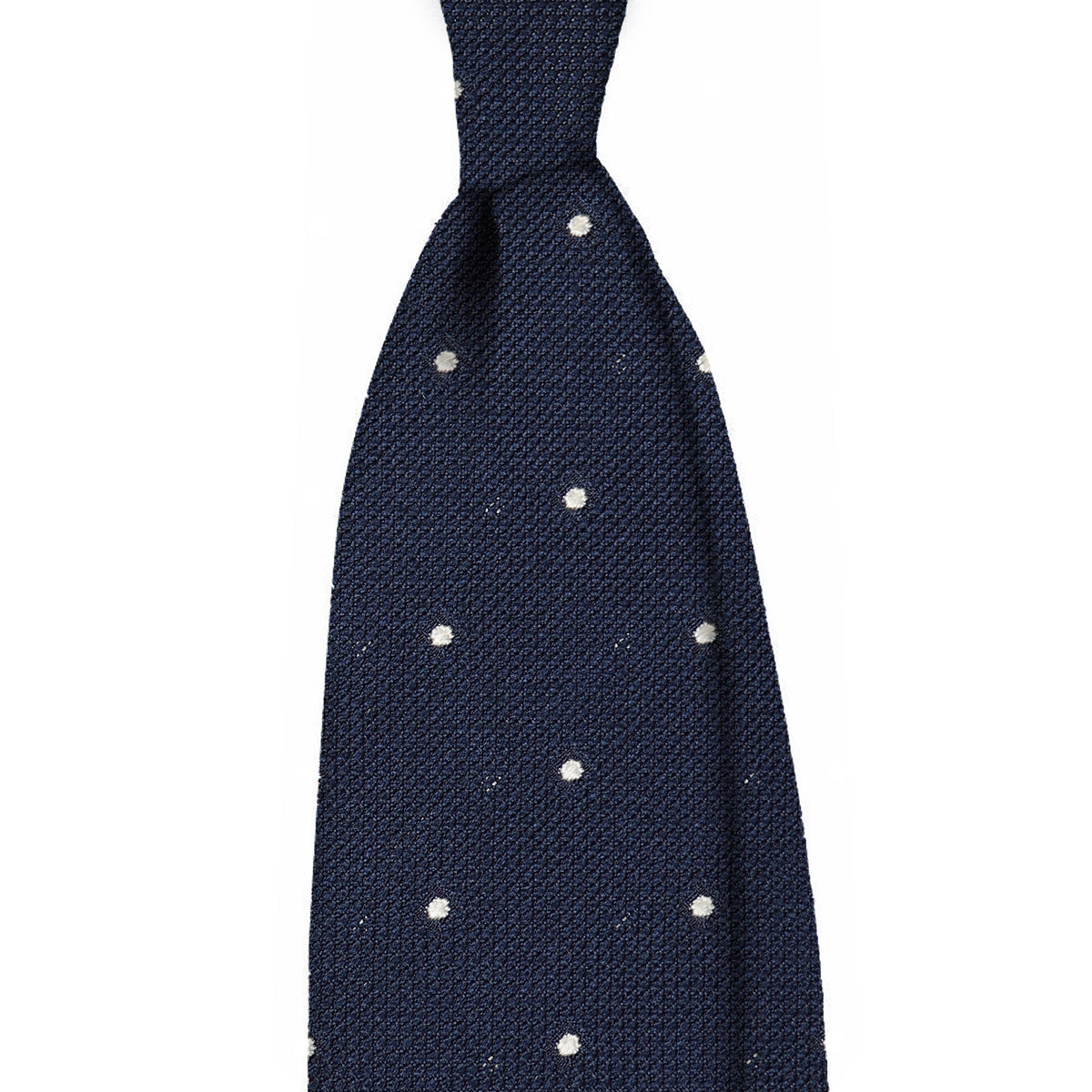 Grenadine 3 folds unlined tie with white dots - navy