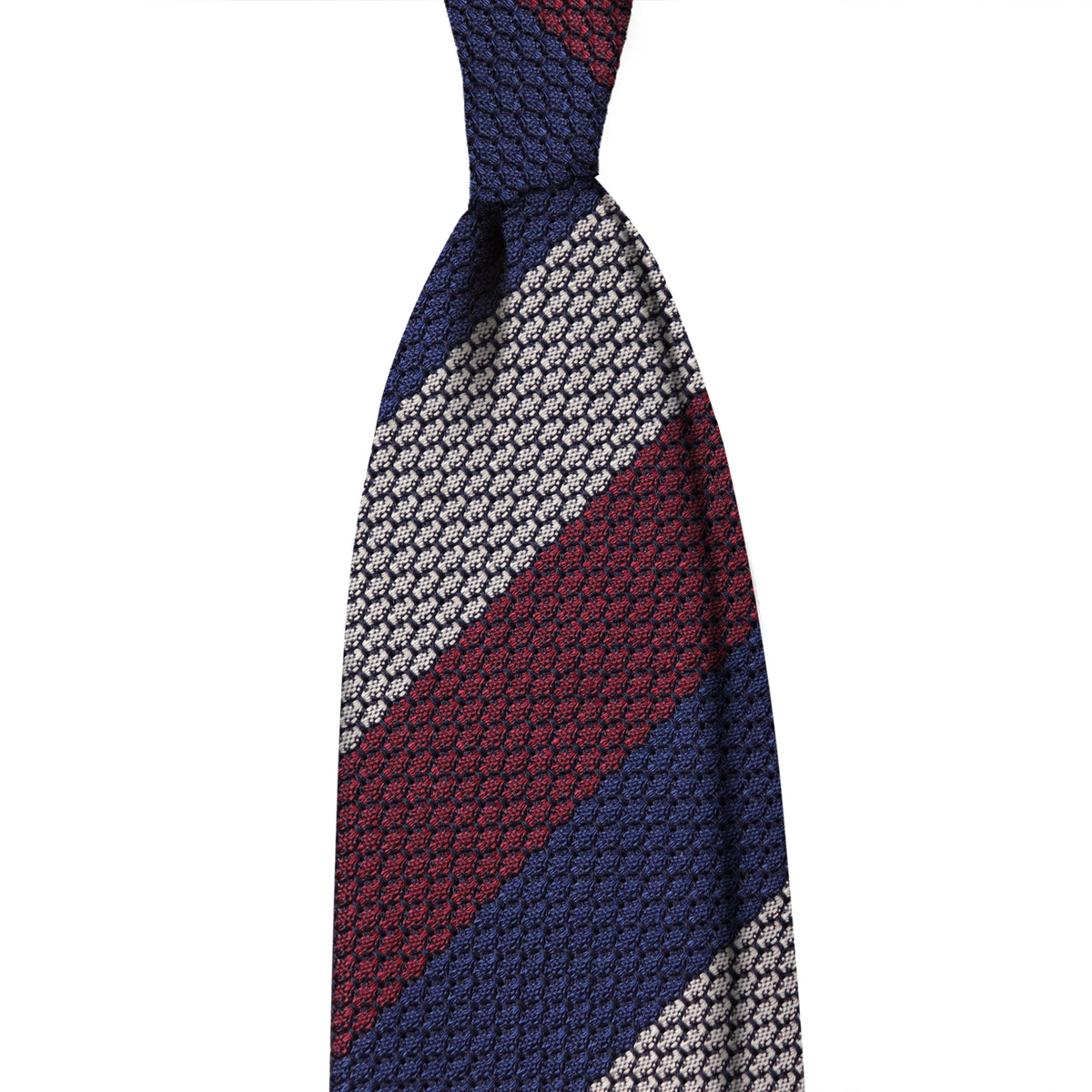 Grenadine Stripes 3 folds unlined tie - burgundy/navy/grey