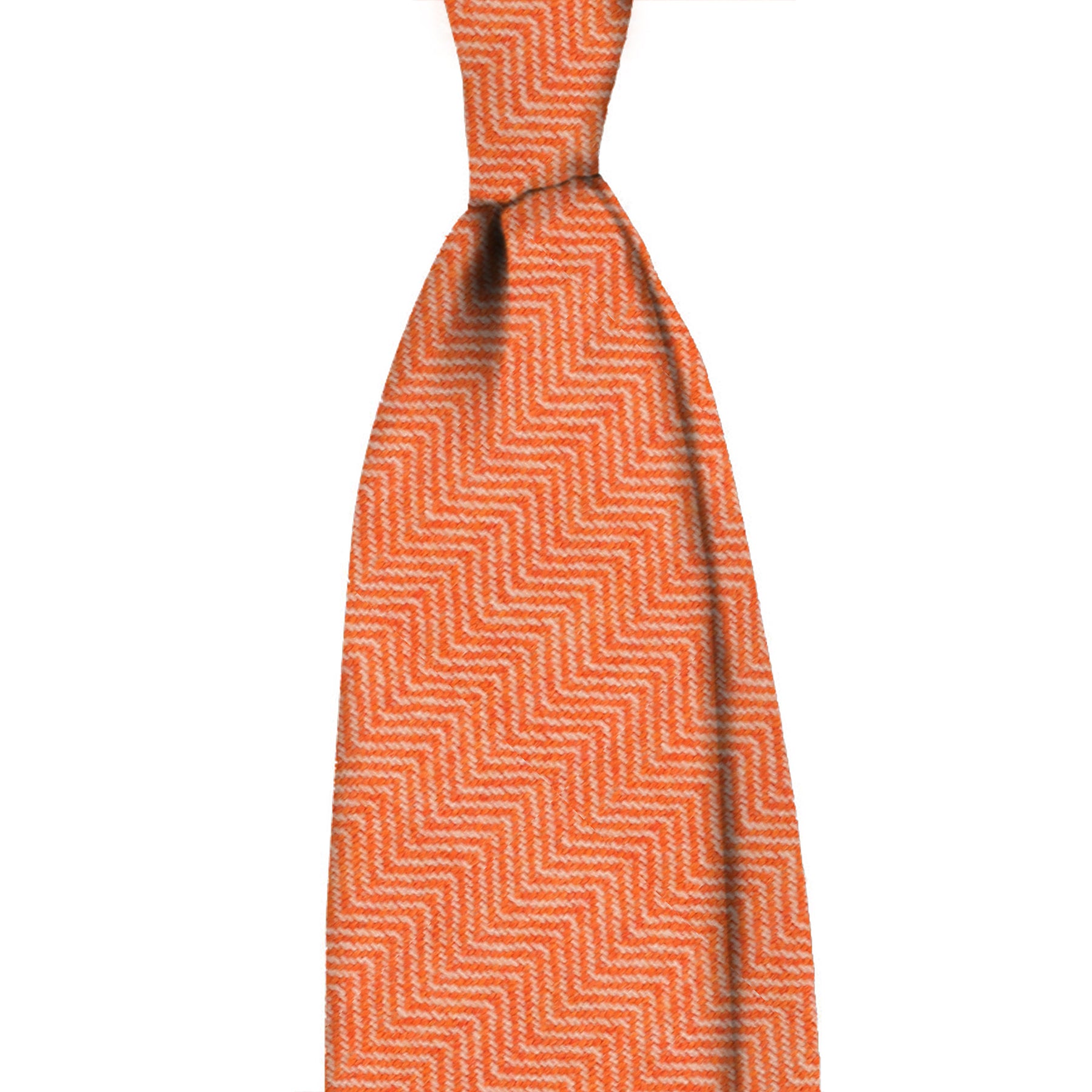 Herringbone 3 folds cashmere tie - Orange