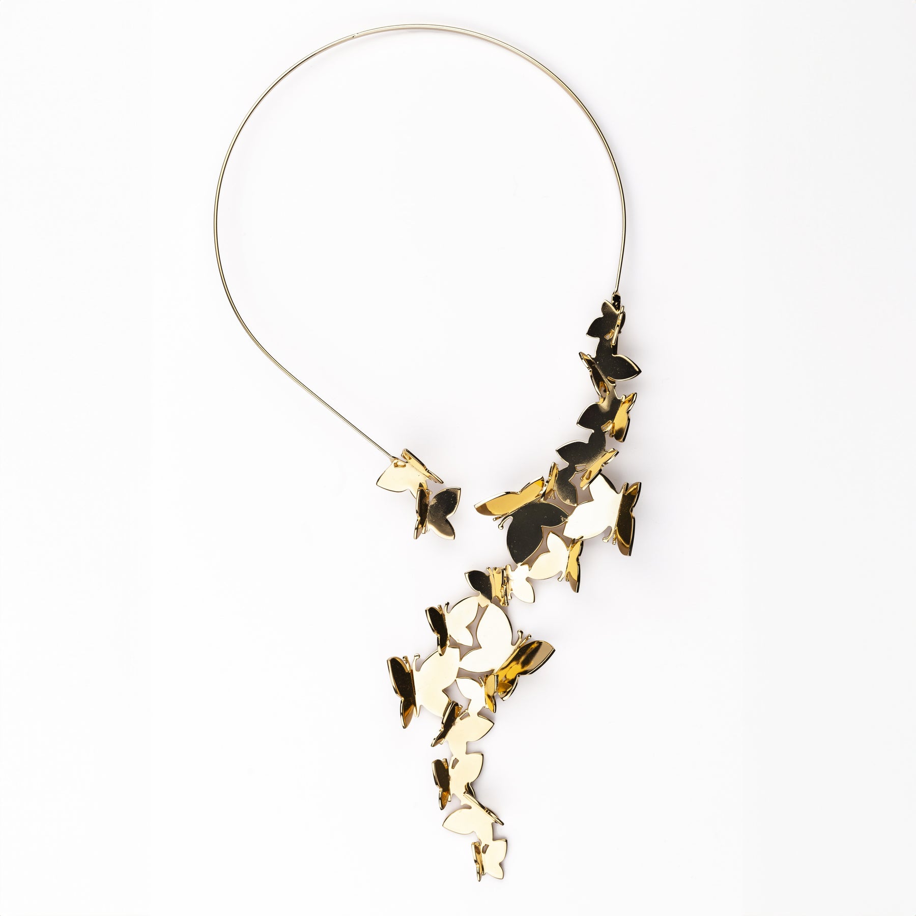 Large Gold Cascade Necklace with Butterflies