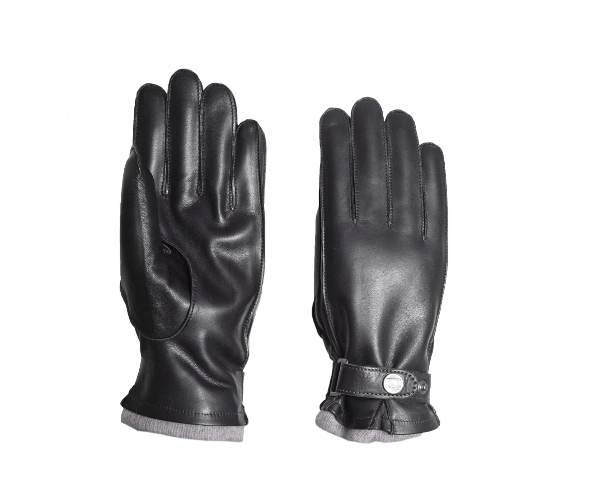 Men's Genuine Leather Metis Gloves with Strap Lined in Cashmere