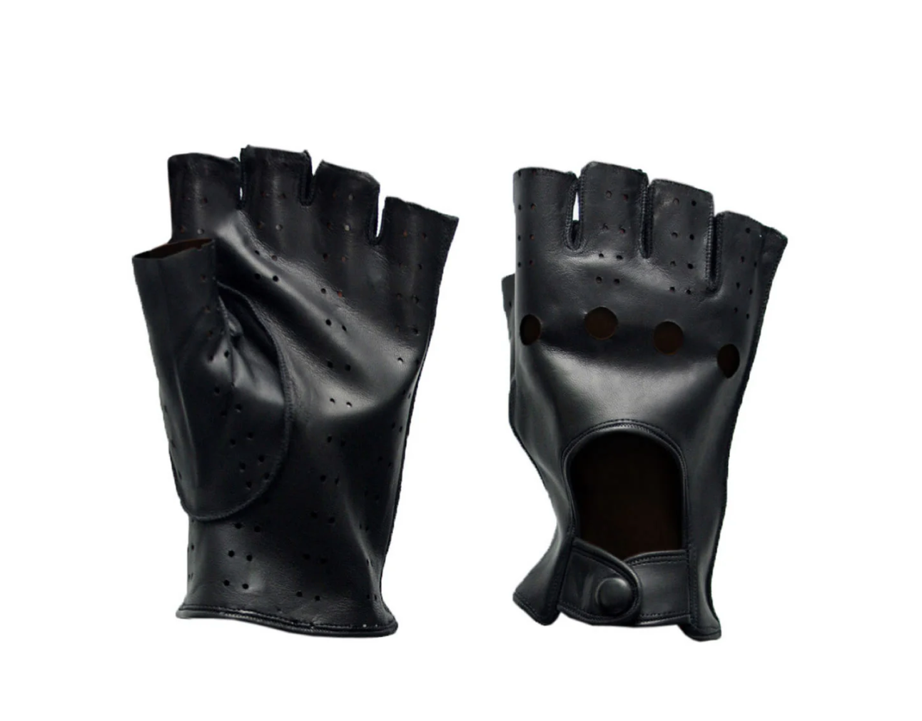 Men's Sports Driving Gloves in Genuine Leather Metis Half Finger Unlined