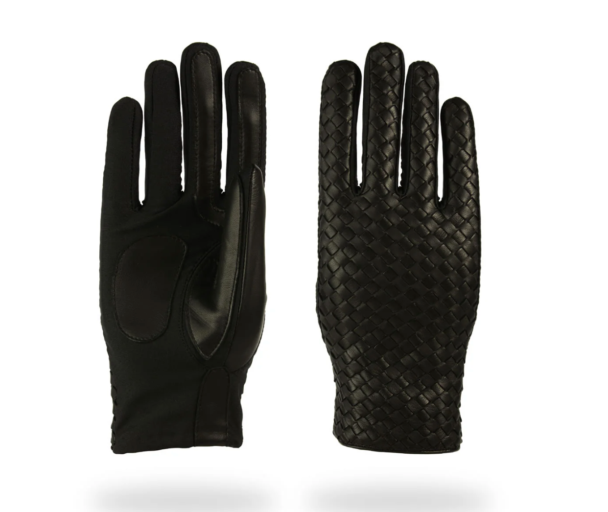 Men's braided gloves in genuine metis leather and spandex with cashmere lining