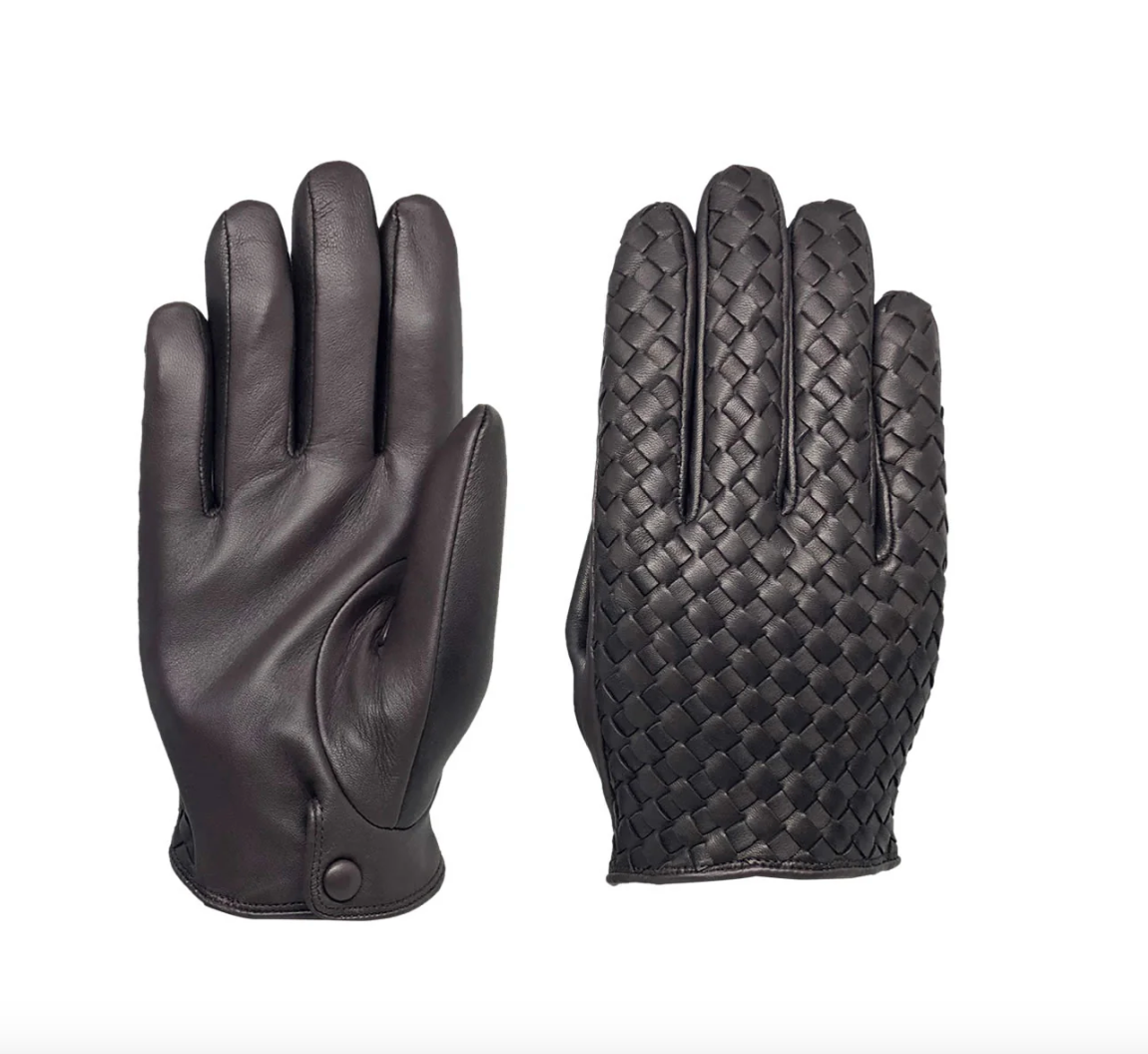 Men's braided gloves in genuine metis leather lined in cashmere