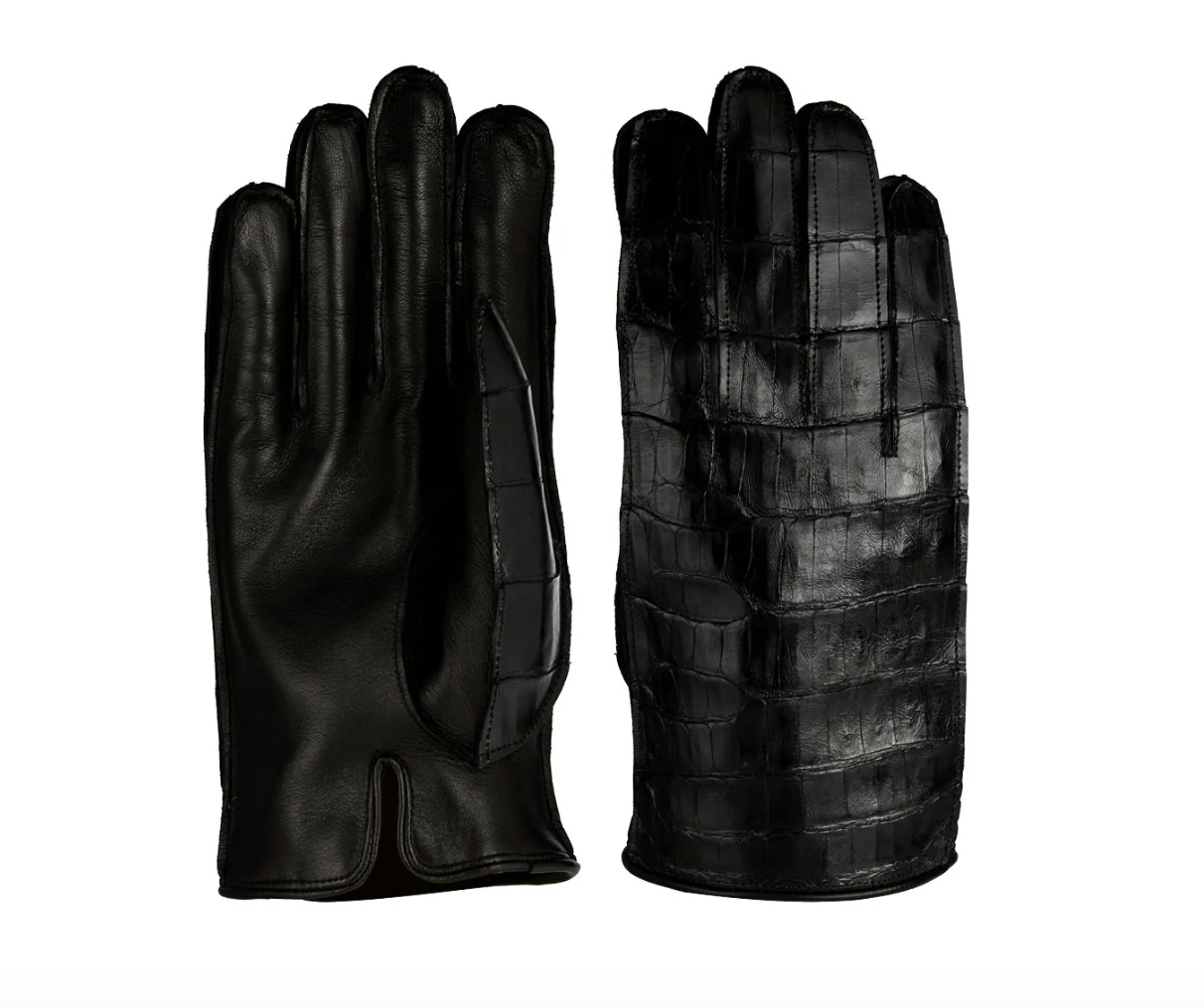 Men's gloves in genuine metis leather and crocodile back, lined in cashmere